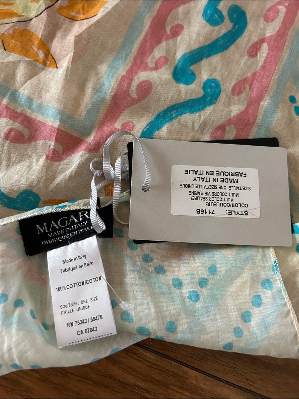 Magari Sea Life Cover up Pareo Large Scarf Multicolor Made in Italy - Picture 4 of 5